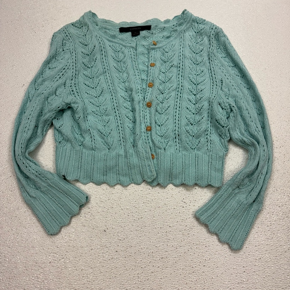 Express Mint Cable Knit Cardigan/ M